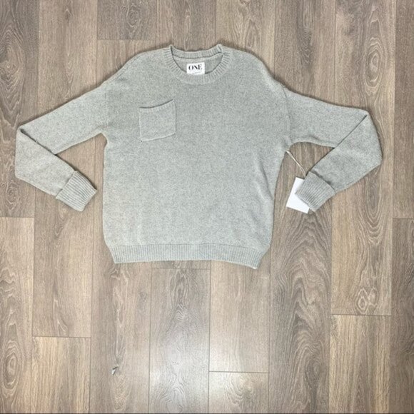 Revolve One Teaspoon Classic Cotton Chunky Knit Sweater Gray Marle Oversized XXS - Picture 3 of 15